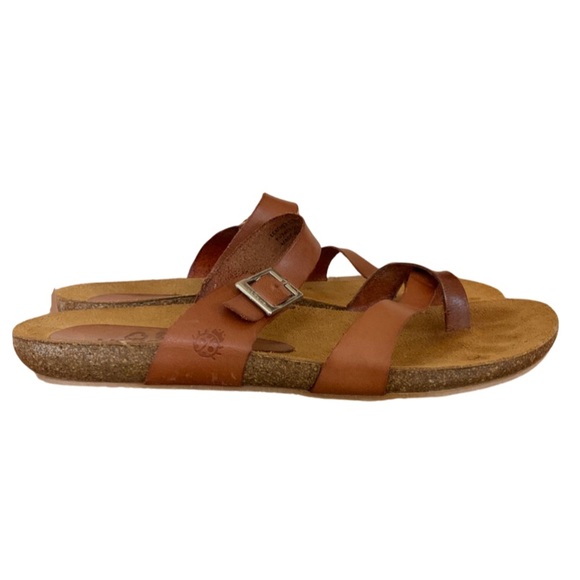 YOKONO Women’s Brown Strappy Leather Flat Sandals Slides Made in Spain 8 - Picture 3 of 8